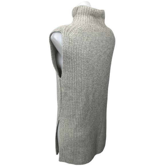 Raffi Women's Gray Wool Sleeveless Chunky Knit Turtleneck Mini Sweater Dress M - Picture 2 of 4